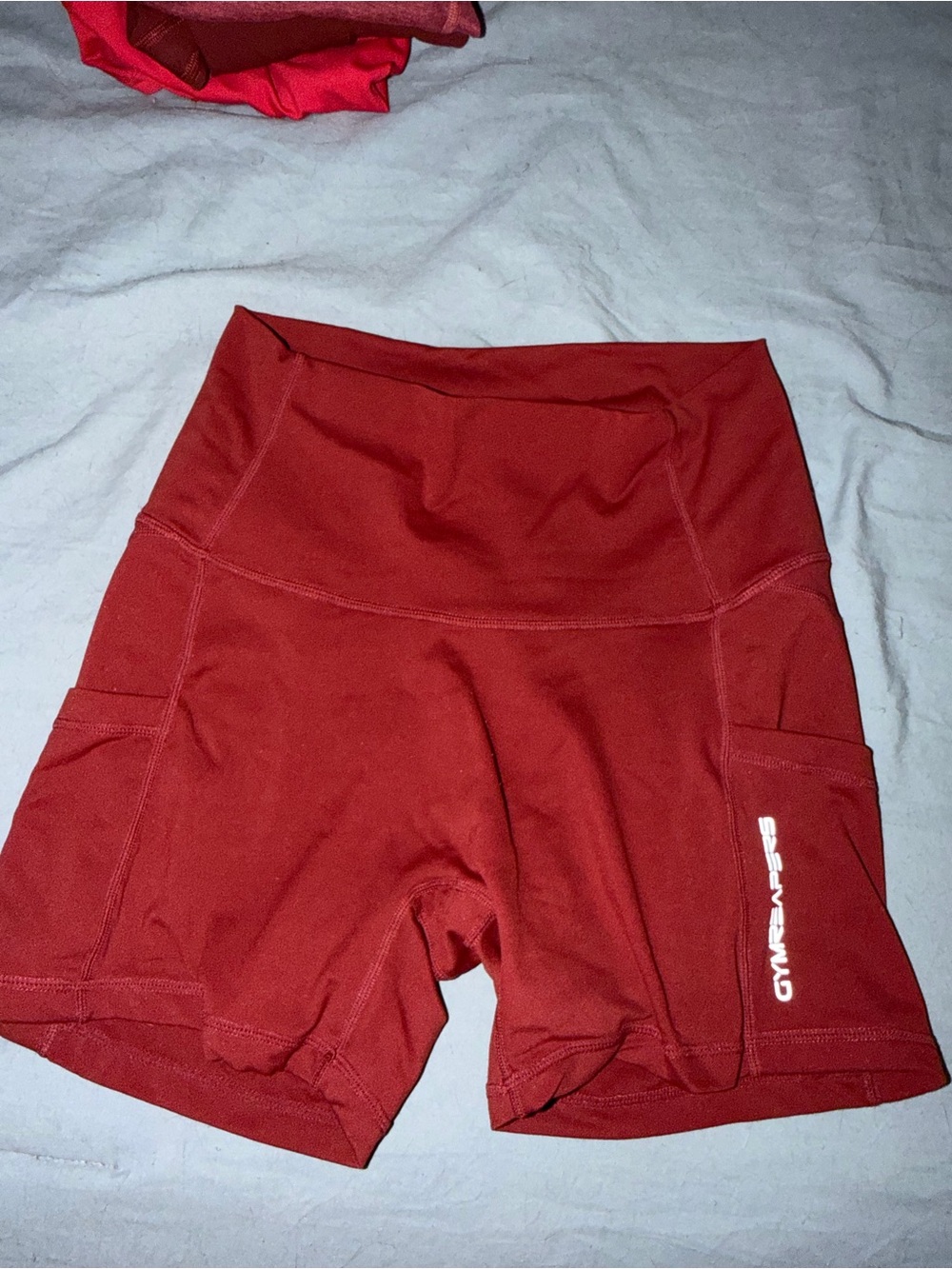 Gymreapers High-Rise Red Pocket Bike Shorts